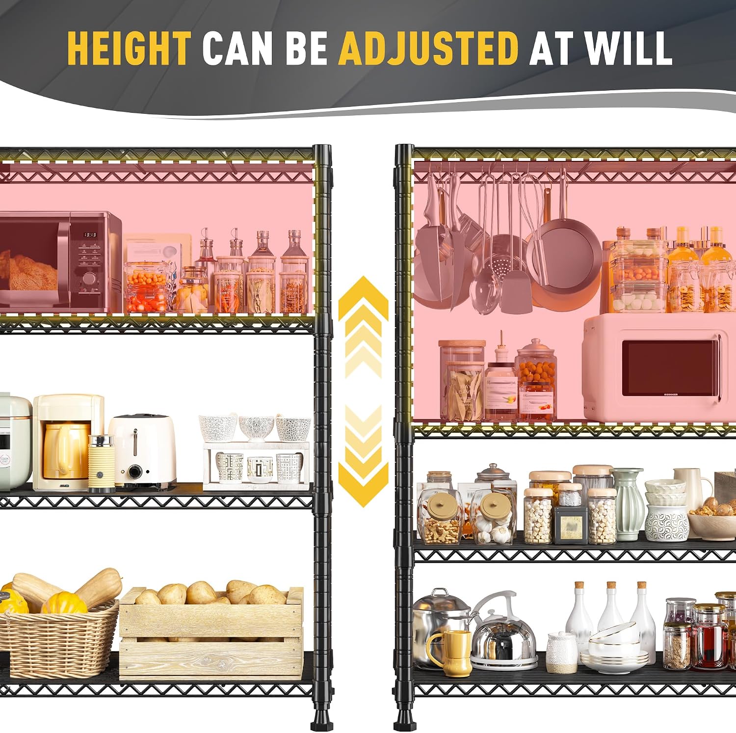 Heavy Duty Adjustable 4-Tier Wire Storage Shelving Unit
