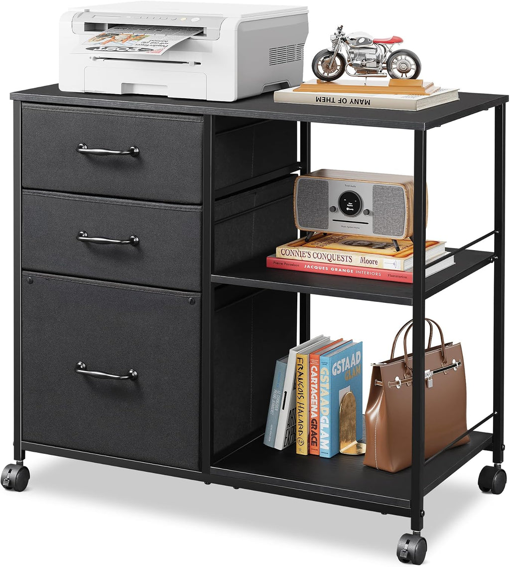 Fabric Rolling File Cabinet Printer Stand Organizer