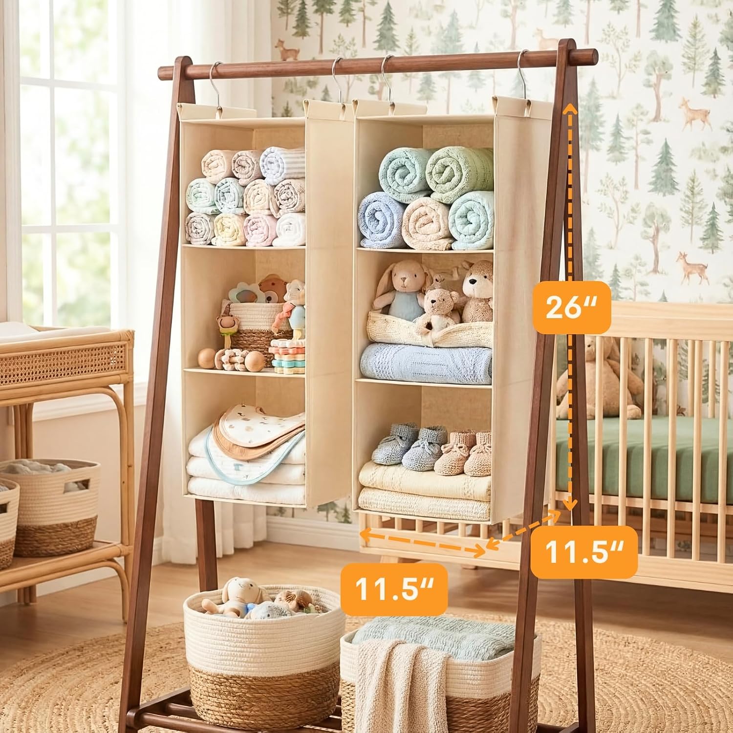 3-Tier Cotton Dual Hanging Closet Organizer （9 words）