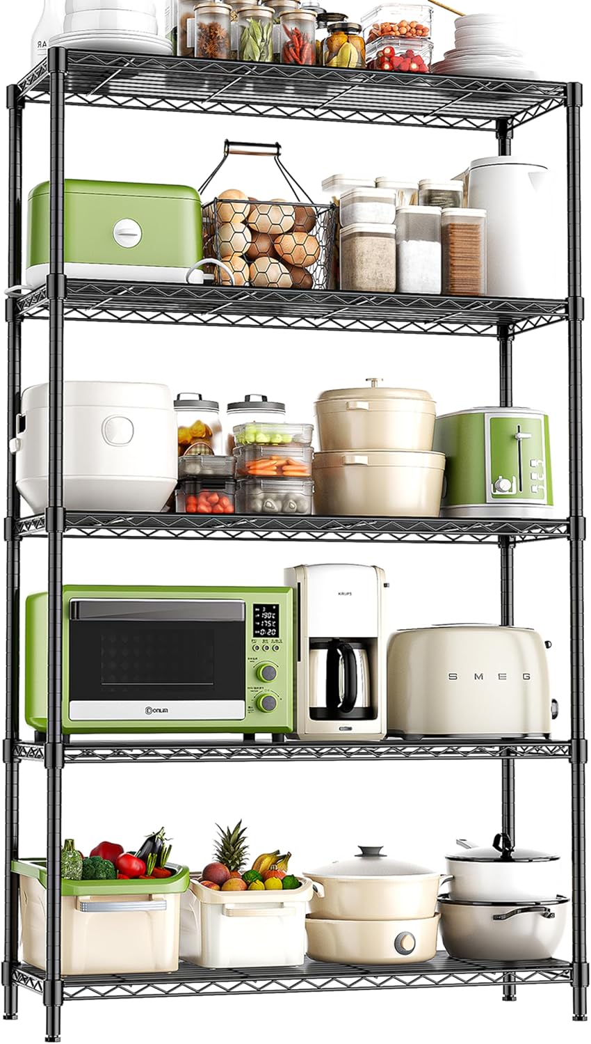 Heavy Duty Adjustable 5-Tier Wire Storage Shelving Unit