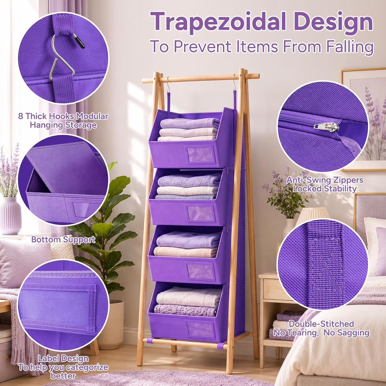 4-Tier Detachable Hanging Closet Storage Organizer