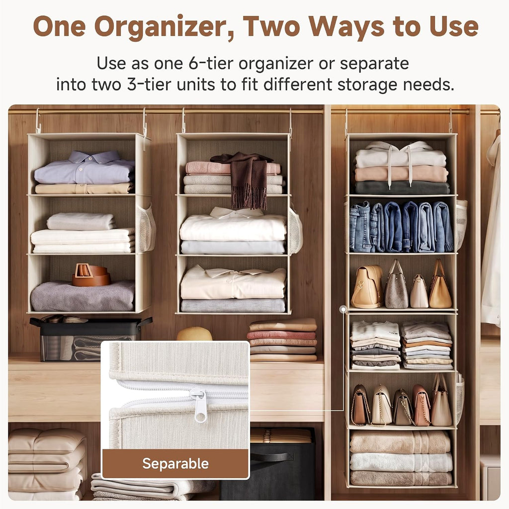 Separable Hanging 6-Shelf Closet Storage Organizer