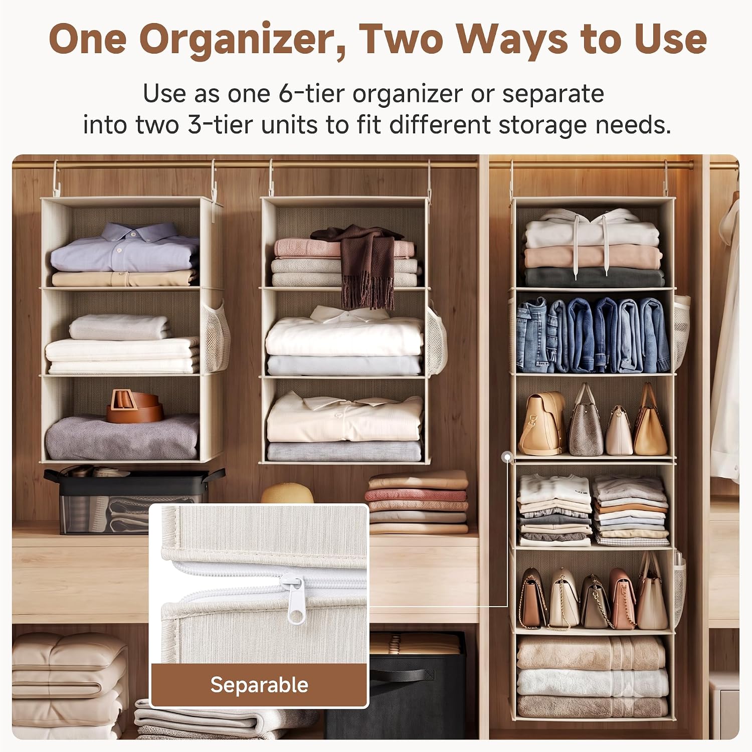 Separable Hanging 6-Shelf Closet Storage Organizer