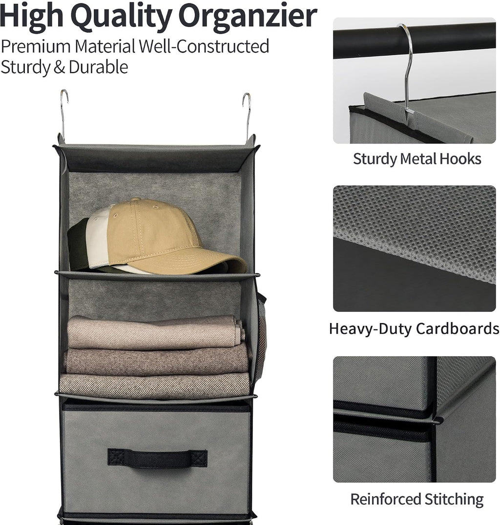 Hanging Closet Organizer Shelves Drawers Pockets