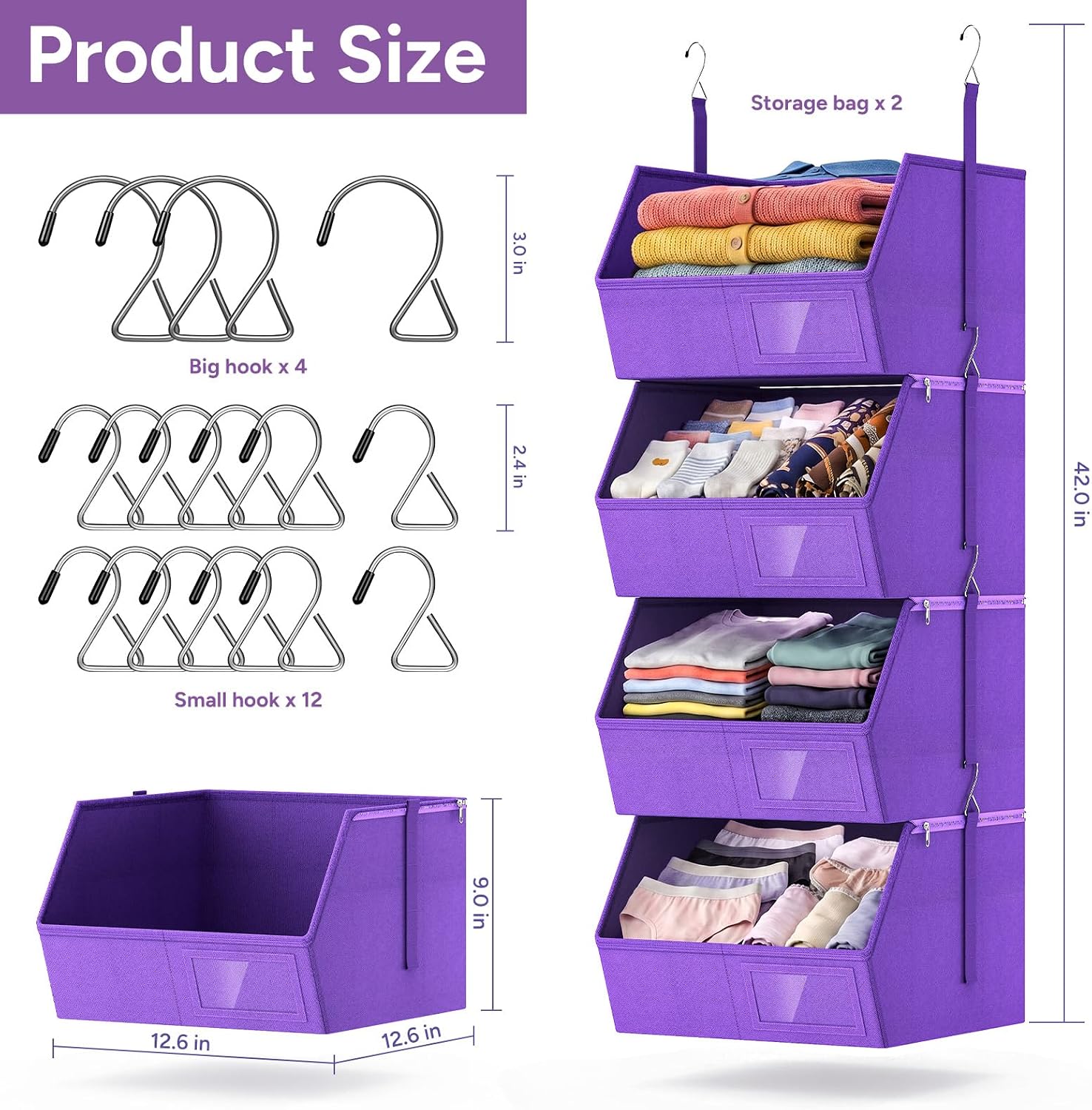 4-Tier Detachable Hanging Closet Storage Organizer