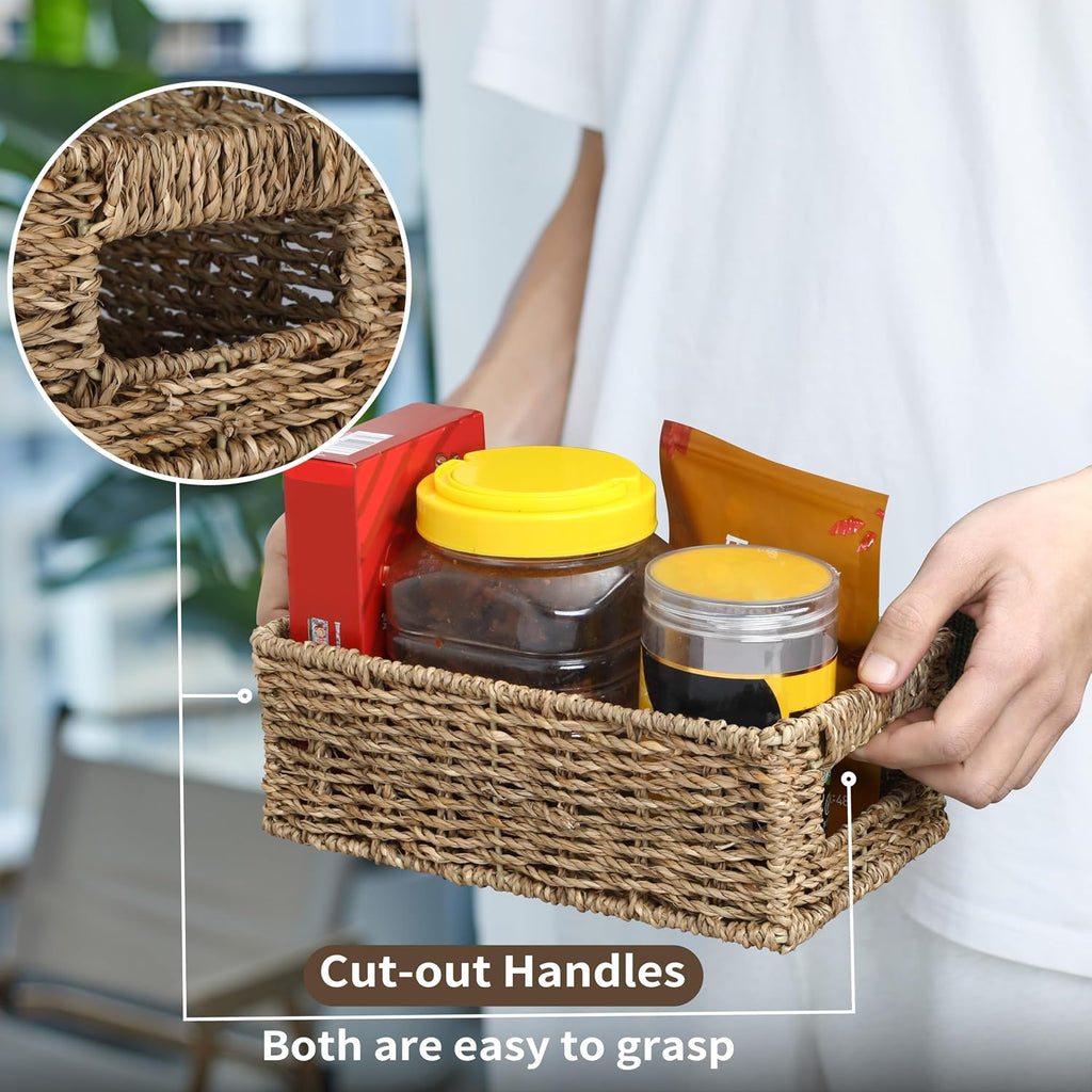 Decorative Rectangular Seagrass Woven Storage Baskets