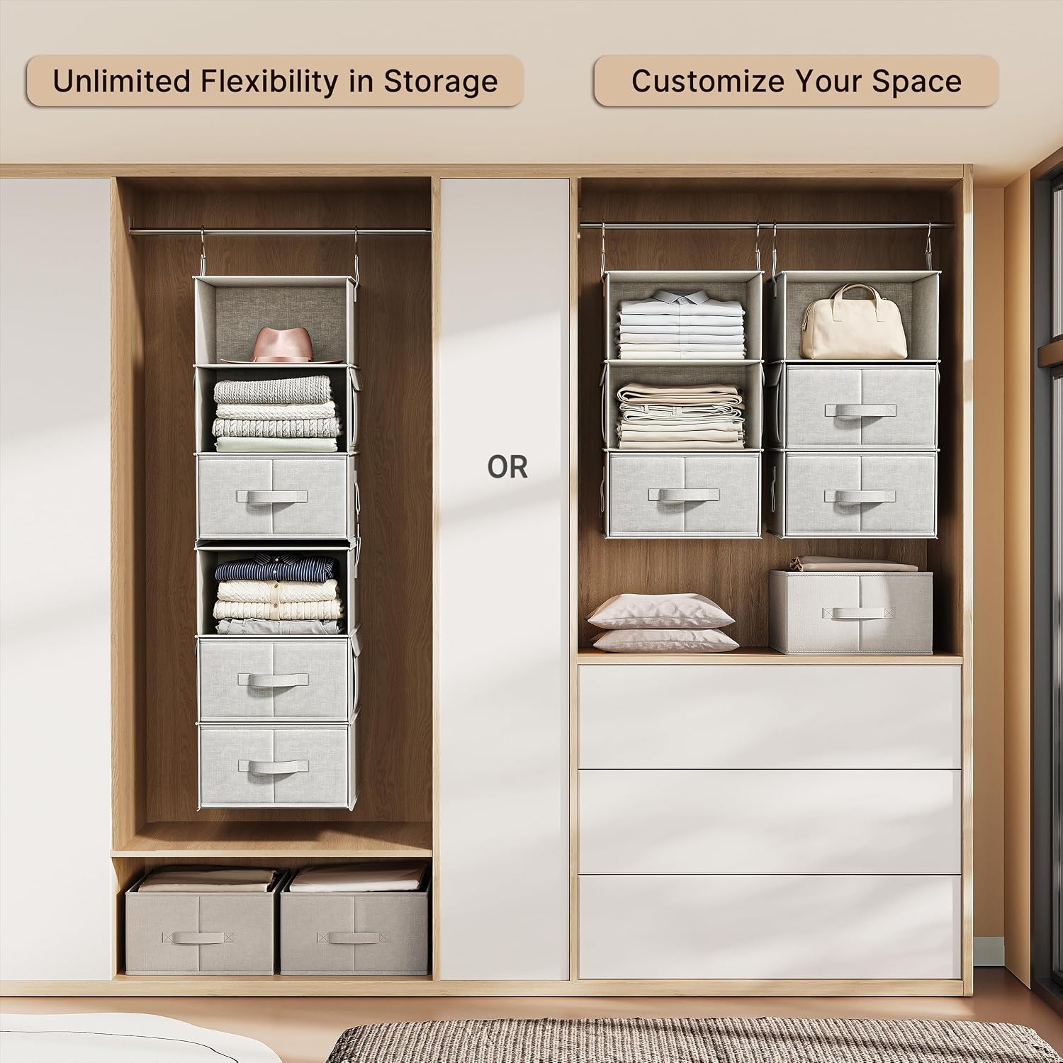 6-Shelf Hanging Closet Organizer with Drawers