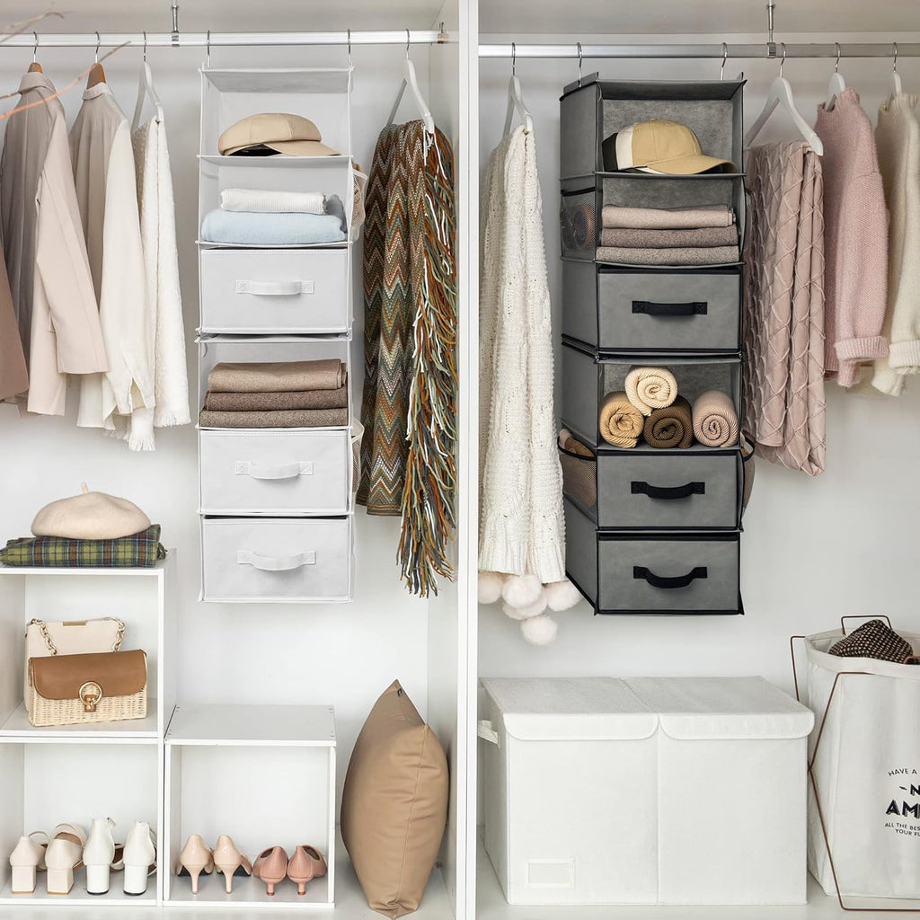 Hanging Closet Organizer Shelves Drawers Pockets