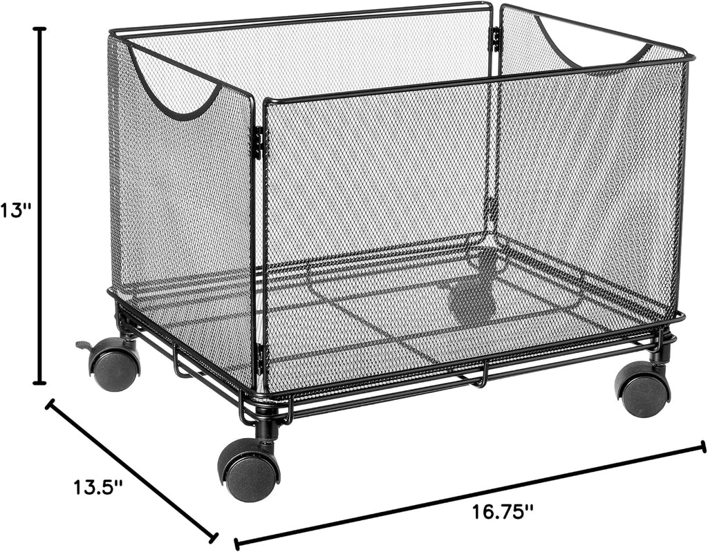 Mesh Steel Rolling Cart for Letter File Storage