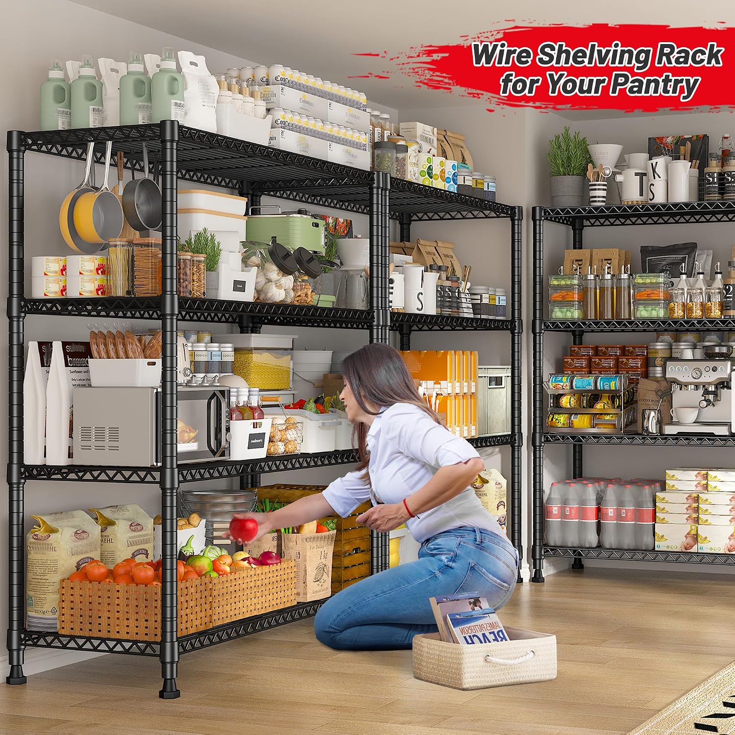 Heavy Duty Adjustable 4-Tier Wire Storage Shelving Unit