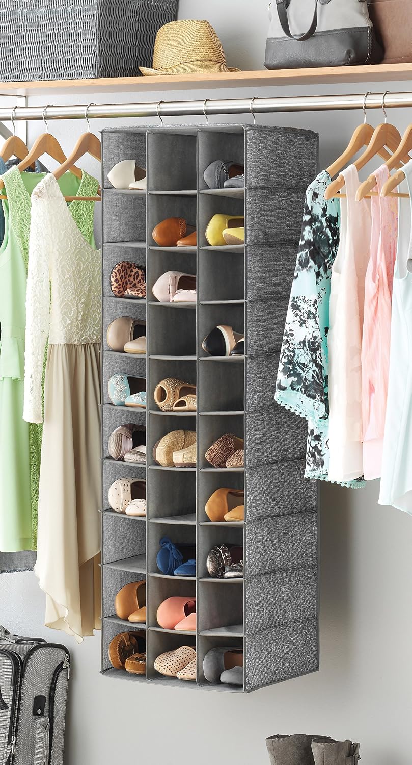 30-Pocket Hanging Fabric Shoe Closet Organizer
