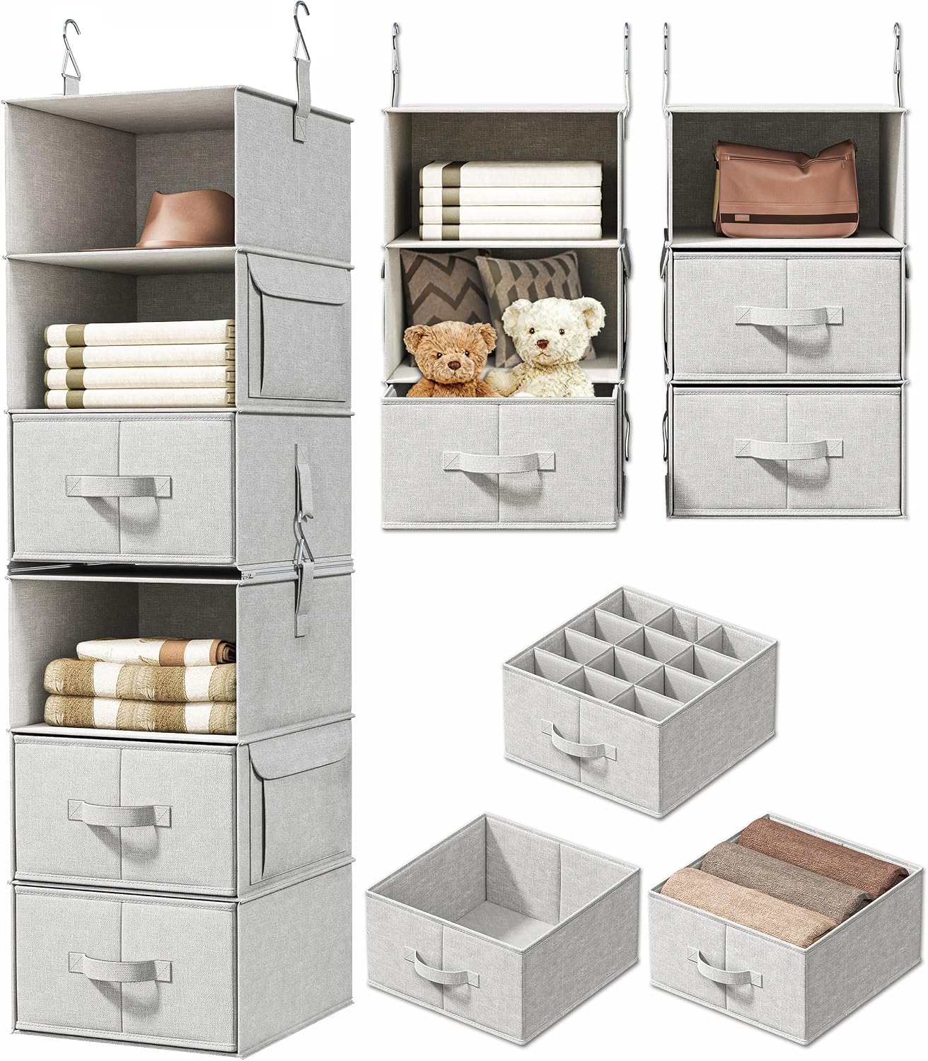6-Shelf Hanging Closet Organizer with Drawers