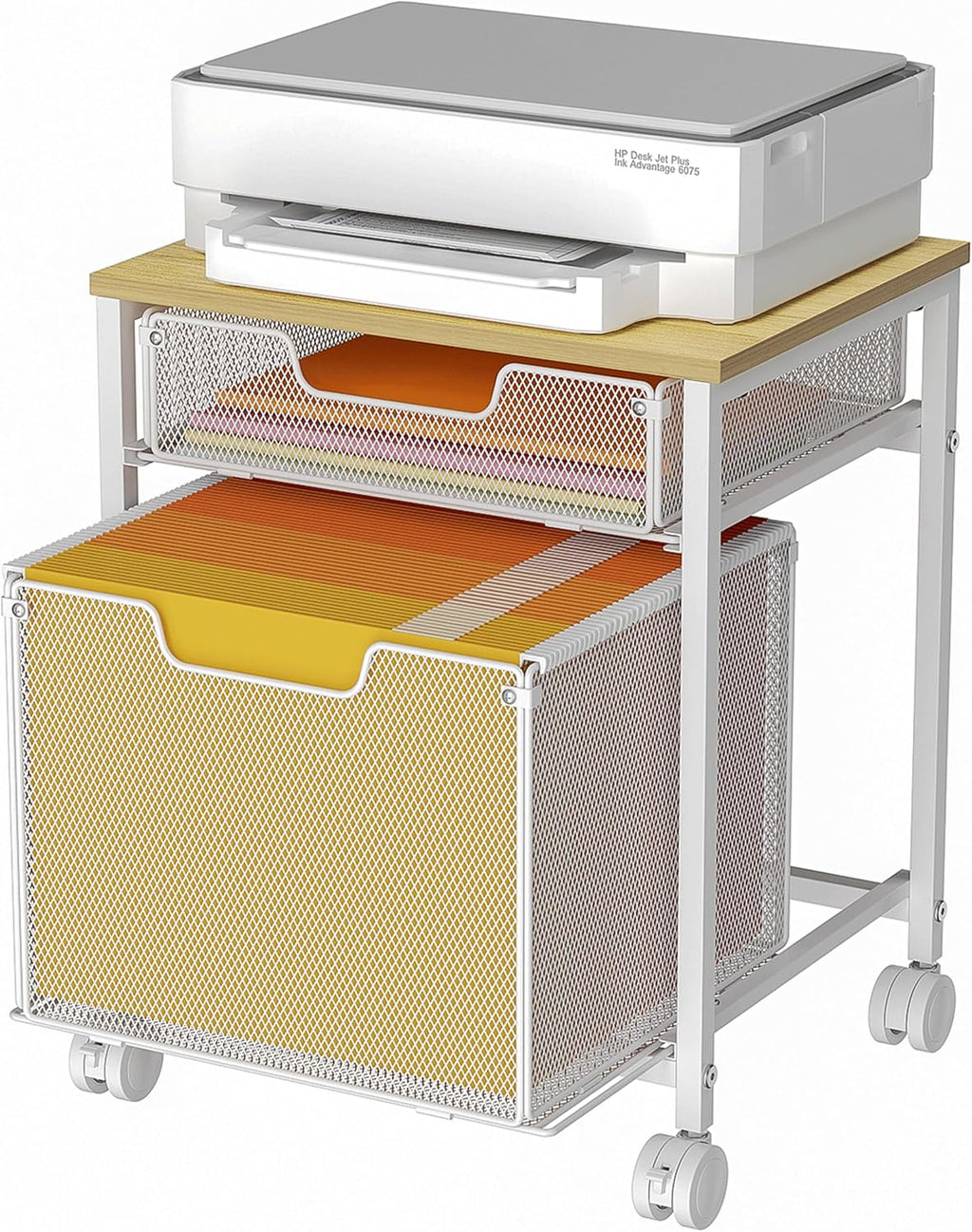 Rolling File Cart Printer Stand Lockable Wheels