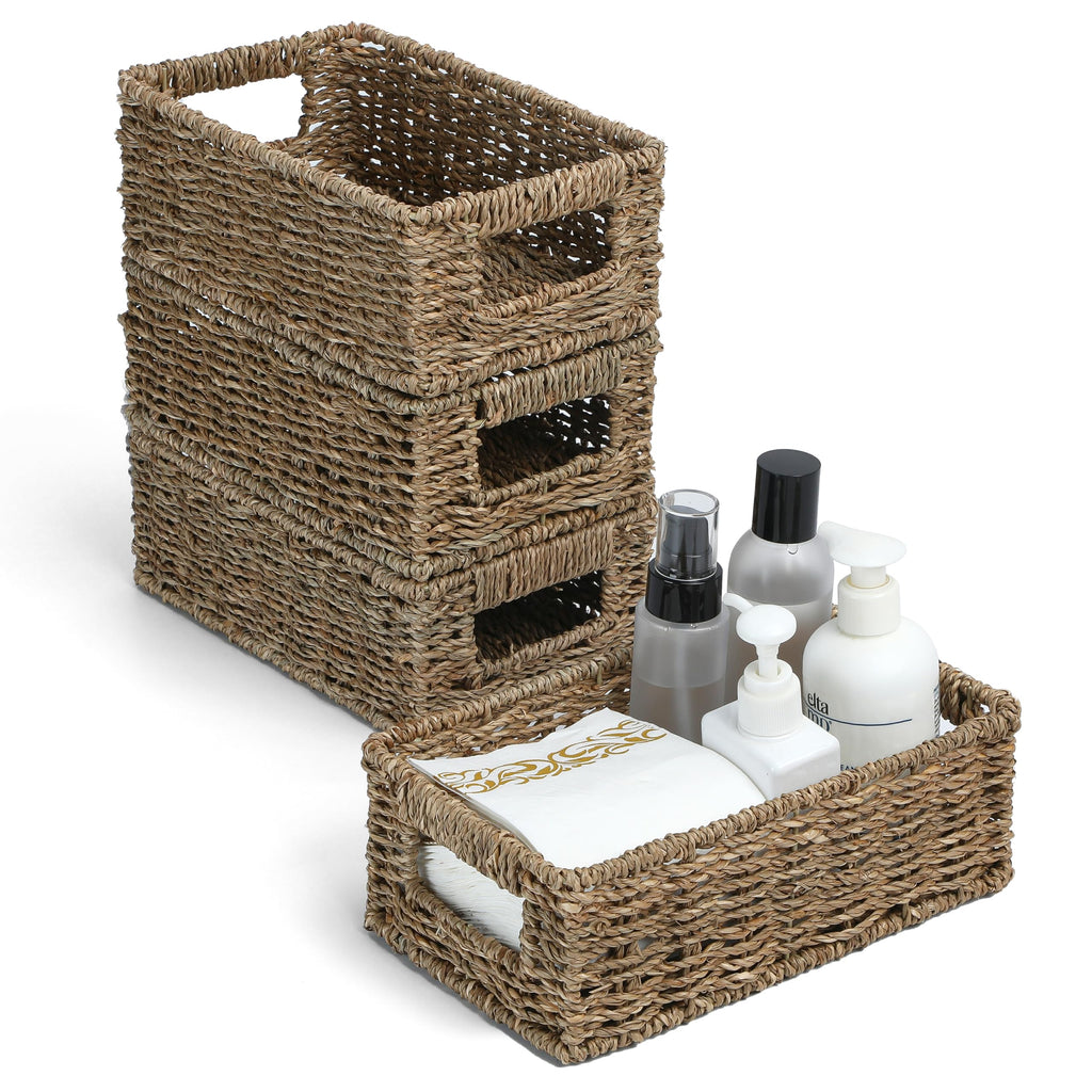 Decorative Rectangular Seagrass Woven Storage Baskets