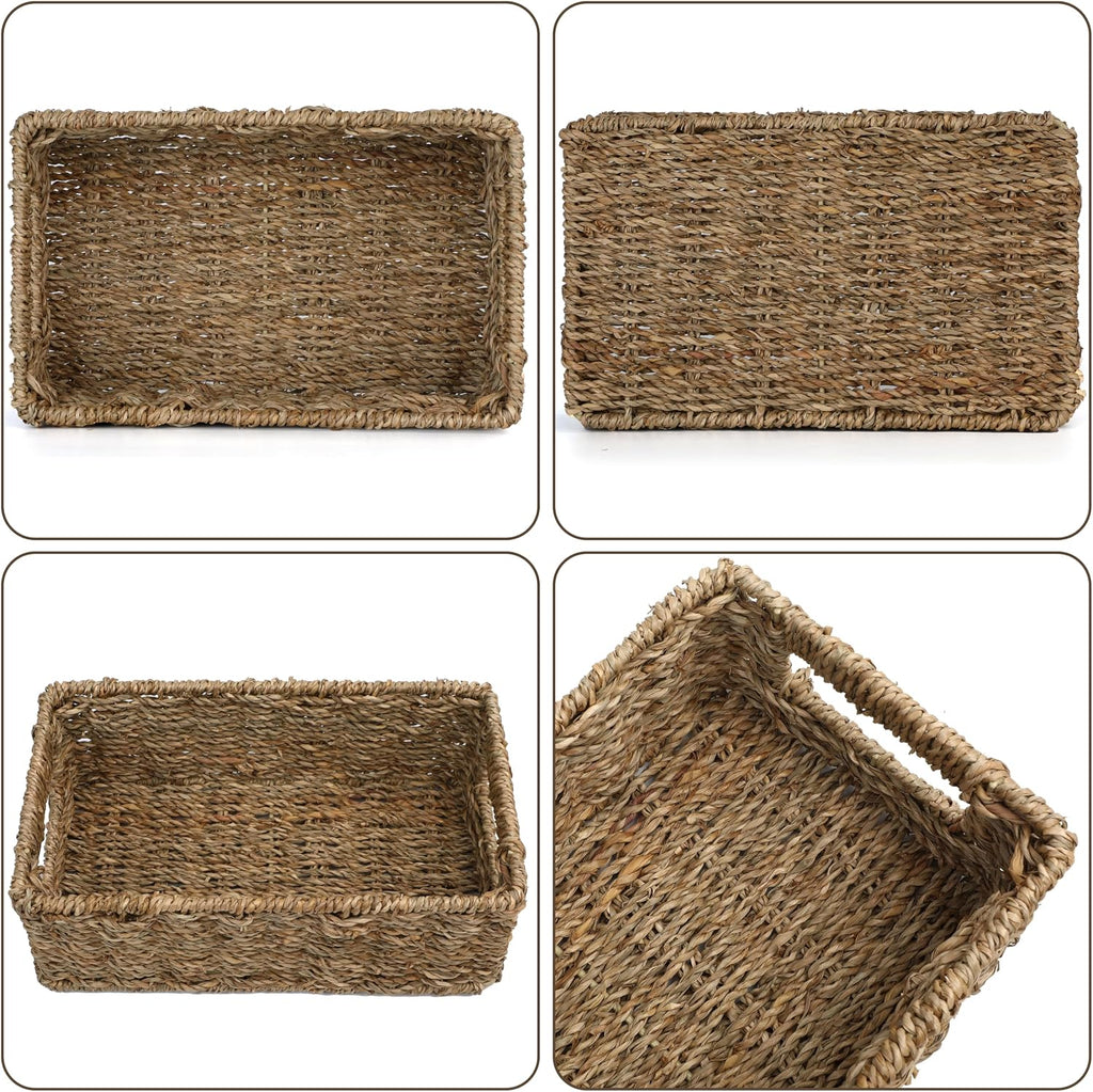 Decorative Rectangular Seagrass Woven Storage Baskets