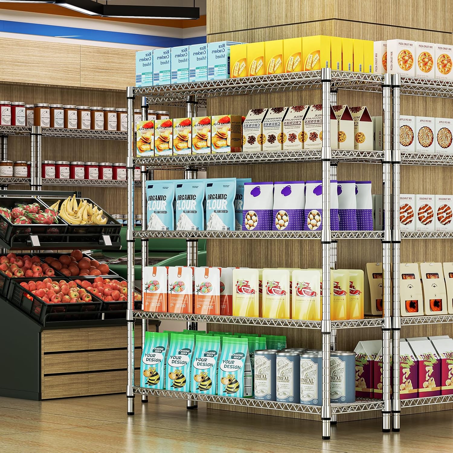 Heavy Duty 5-Tier Metal Wire Storage Shelving Unit