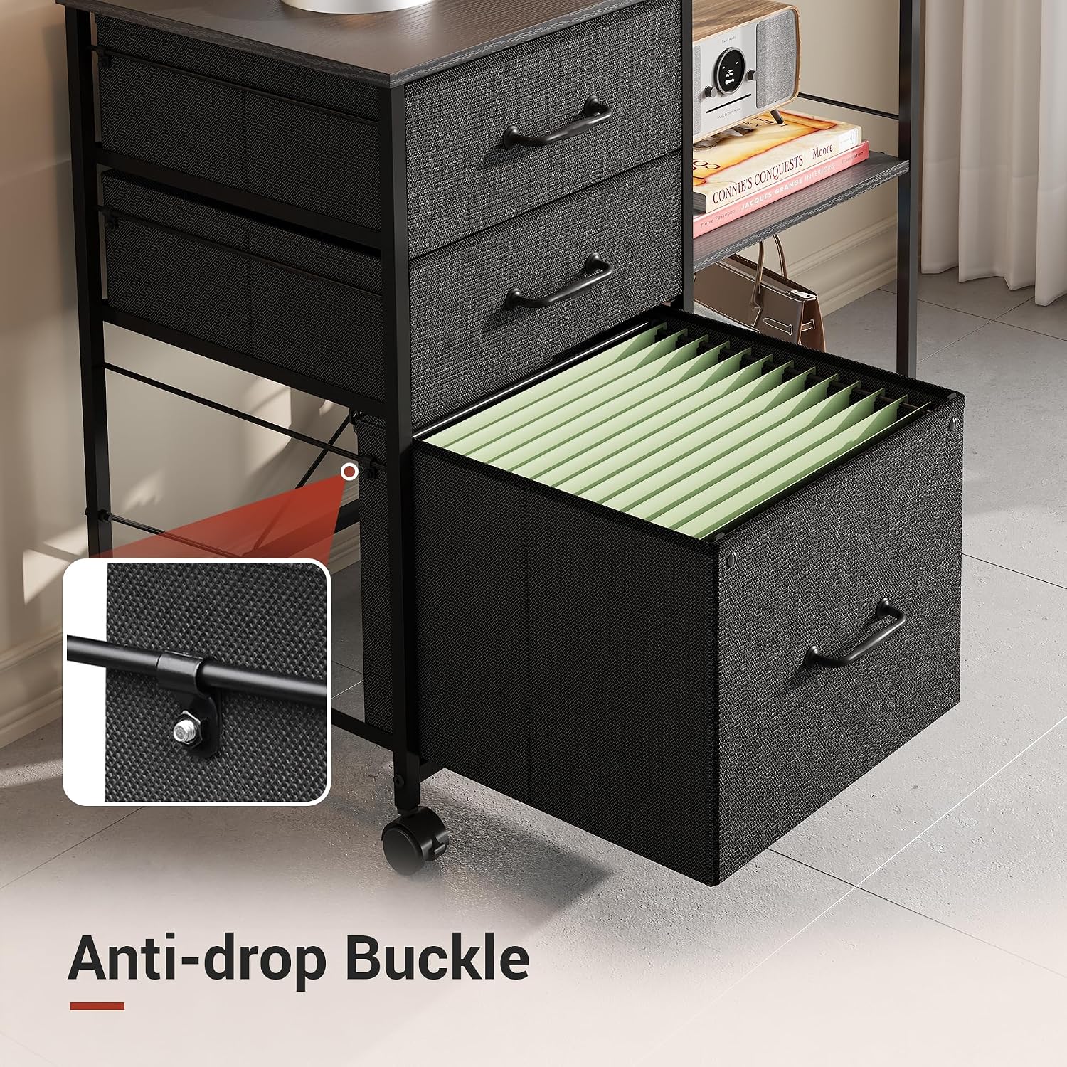 Fabric Rolling File Cabinet Printer Stand Organizer