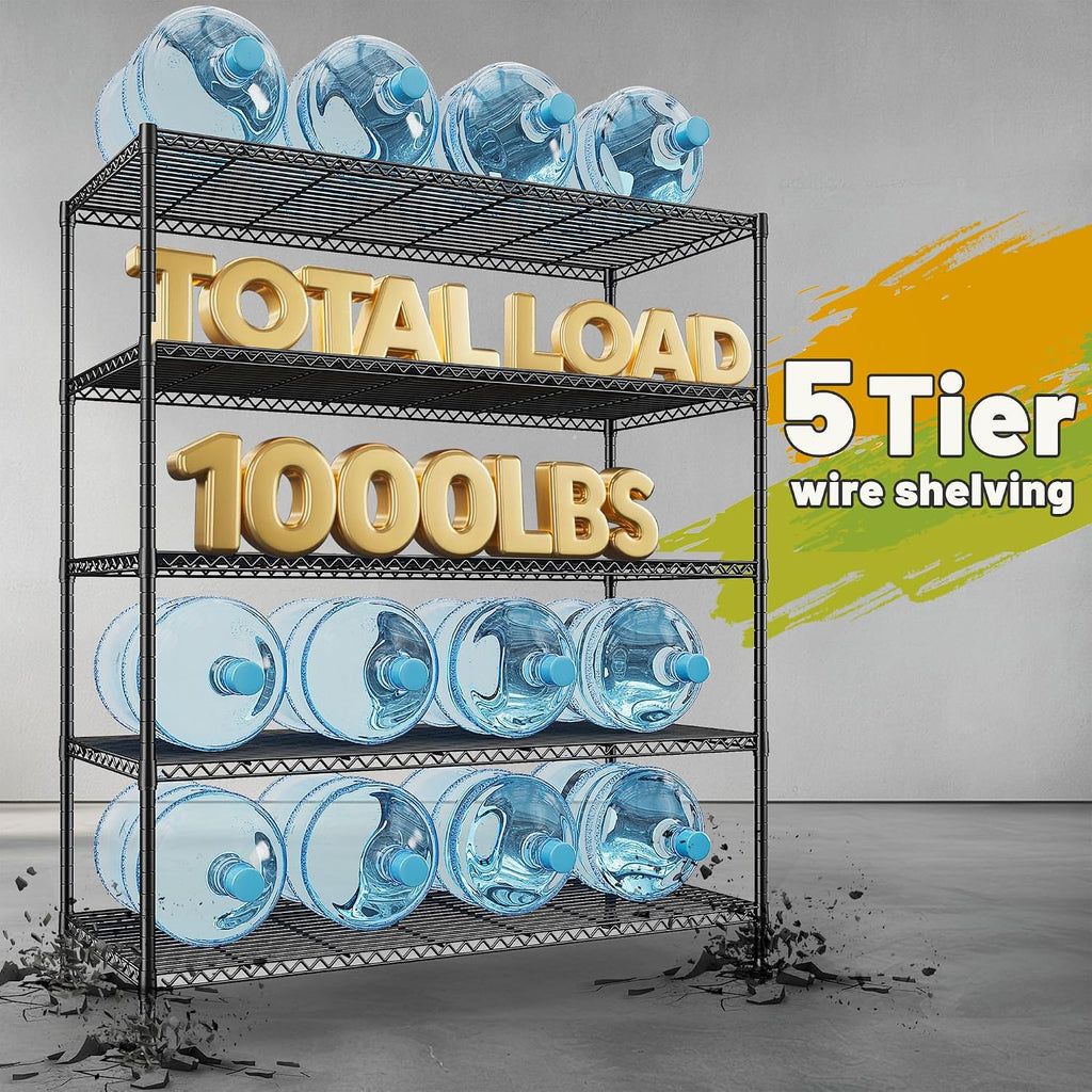 Heavy Duty Adjustable 5-Tier Metal Storage Shelving Unit