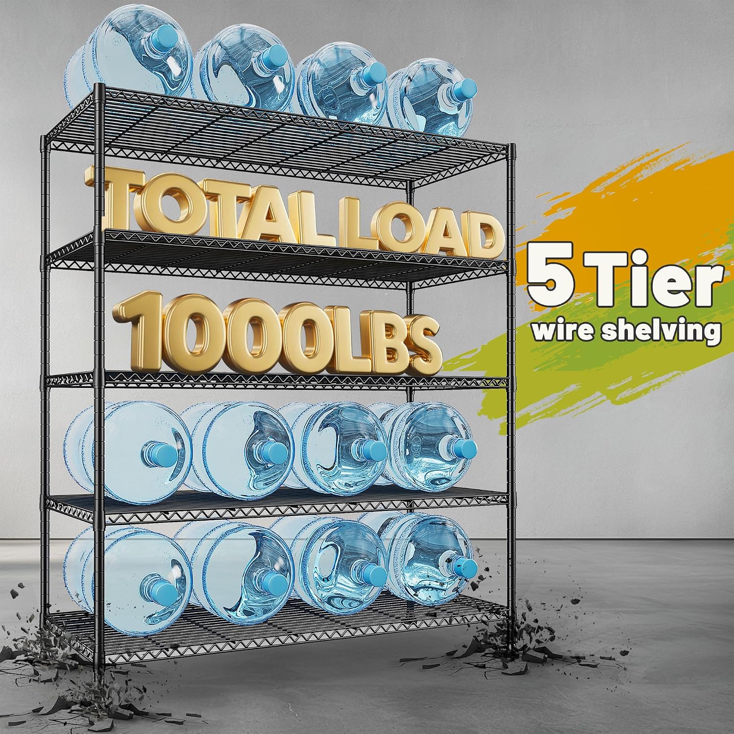 Heavy Duty Adjustable 5-Tier Metal Storage Shelving Unit